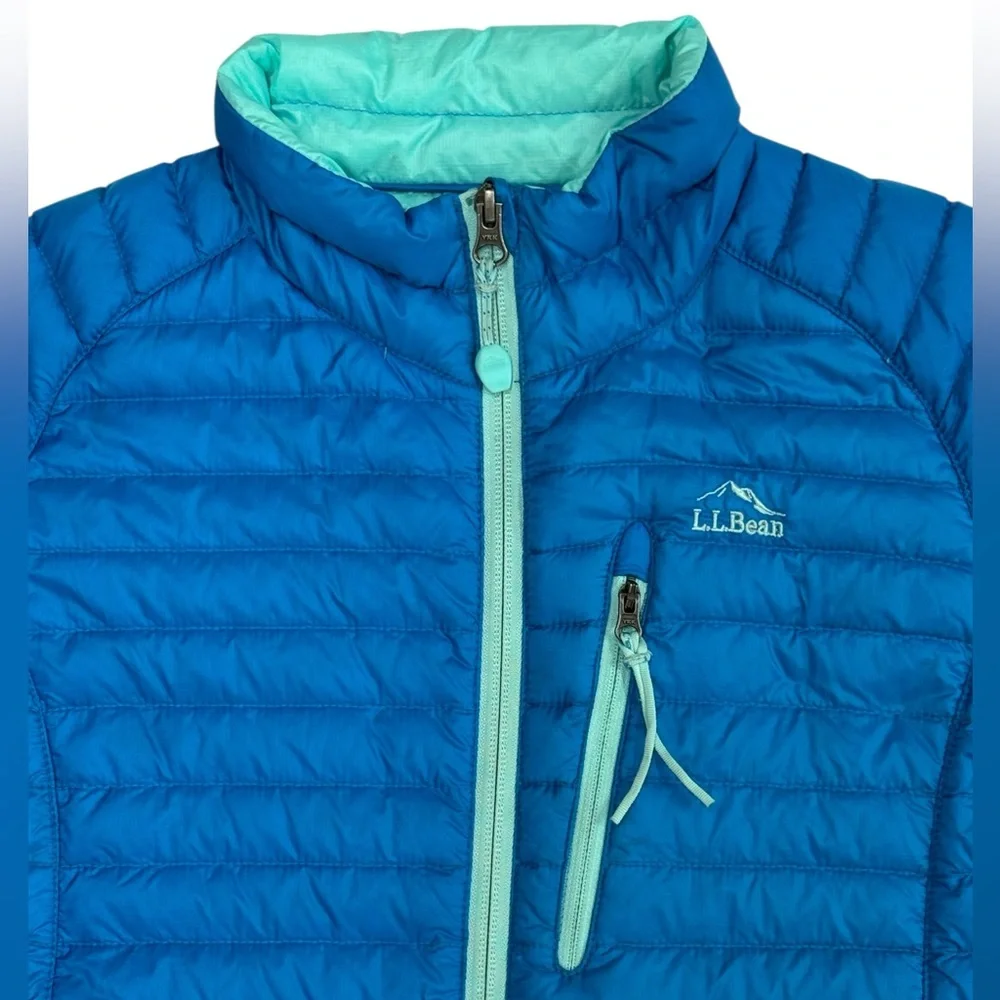 LL Bean Double Up Outer Wear Down Downtek 650 Blue Unisex Puffer Jacket 10-12